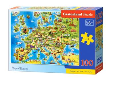 Puzzle 100 Map of Europe CASTOR. Wydawca: Castorland. SmakLiter.pl Opakowanie Puzzle 100 Map of Europe CASTOR