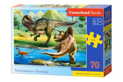 Puzzle 70 Tyrannosaurus vs Triceratops CASTOR. Wydawca: Castorland. SmakLiter.pl Opakowanie Puzzle 70 Tyrannosaurus vs Triceratops CASTOR