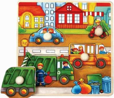 Opakowanie Puzzle drewniane pinezki Śmieciarka