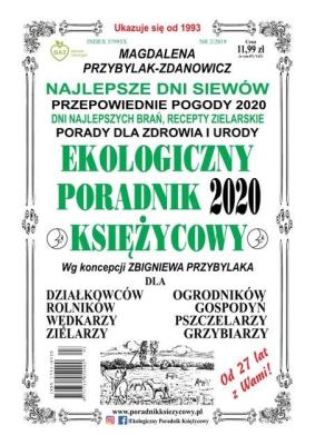 Ekologiczny Poradnik Księżycowy 2020. Autor: Magdalena Przybylak-Zdanowicz. SmakLiter.pl Okładka książki Ekologiczny Poradnik Księżycowy 2020