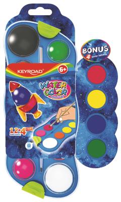 Opakowanie Farby akwarelowe zawieszka z pędzelkiem 12+4 kolorów