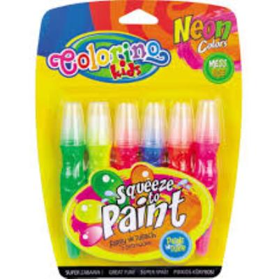 Opakowanie FARBY COLORINO KIDS W TUBACH Z PĘDZELKIEM 6 KOLORÓW NEON