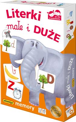 GRA MEMORY LITERKI MAŁE I DUŻE. Wydawca: Adamigo. SmakLiter.pl Opakowanie GRA MEMORY LITERKI MAŁE I DUŻE