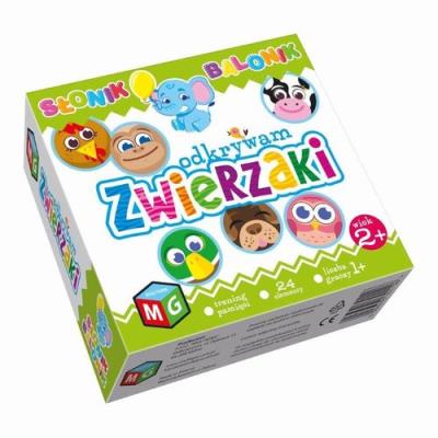 Gra planszowa Odkrywam zwierzaki - Słonik balonik. Wydawca: MULTIGRA. SmakLiter.pl Opakowanie Gra planszowa Odkrywam zwierzaki - Słonik balonik