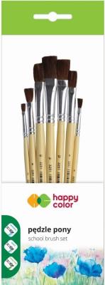 Opakowanie Pędzle szkolne pony płaskie 7szt HAPPY COLOR