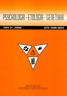 Opakowanie Psychologia etologia genetyka Tom 14/2006