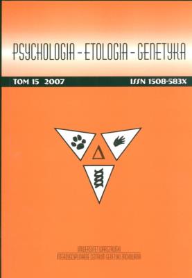 Opakowanie Psychologia etologia genetyka Tom 15/2007