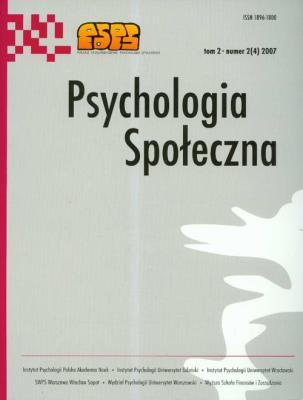 Opakowanie Psychologia społeczna Tom 2 numer 2 (4) / 2007