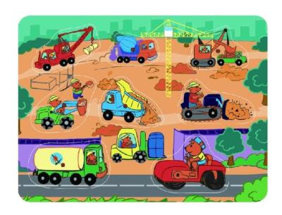 Opakowanie Puzzle drewniane pinezki Na budowie 8 el.