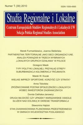 Opakowanie Studia Regionalne i Lokalne 1(39) 2010