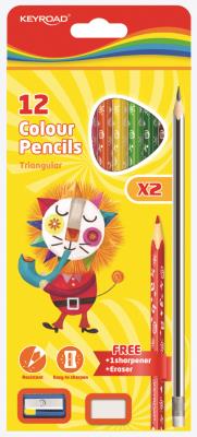 Opakowanie Zestaw kredek ołówkowych z ołówkami gumką i temperówką zawieszką mix kolorów