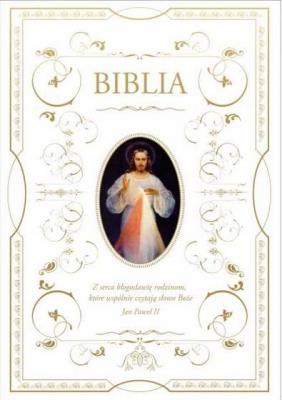 Okładka książki Biblia dowowa z obwolutą Jezus Miłosierny