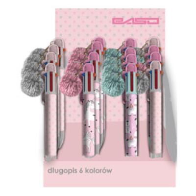 Opakowanie DŁUGOPIS AUTOMATYCZNY 6 KOLORÓW Z POMPONEM PP19-3656D