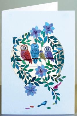 Opakowanie Karnet F06 wycinany + koperta Sowy