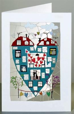 Opakowanie Karnet PM156 wycinany + koperta Serce - dom - Ślub