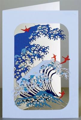 Opakowanie Karnet PM208 wycinany + koperta Fala i ptaki