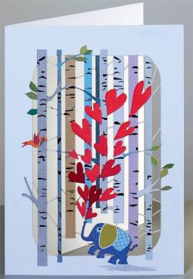 Opakowanie Karnet PM234 wycinany + koperta Słoń i serca