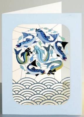 Opakowanie Karnet PM265 wycinany + koperta Ryby i fala