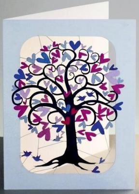 Opakowanie Karnet PM278 wycinany + koperta Drzewo z sercami