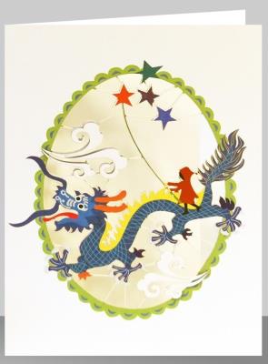 Opakowanie Karnet PM504 wycinany + koperta Chiński smok