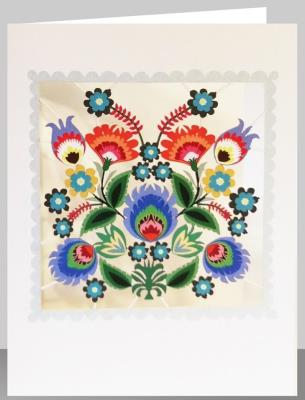 Opakowanie Karnet PM515 wycinany + koperta Folk - kwiaty