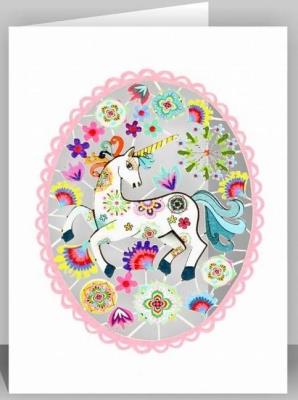 Opakowanie Karnet PM557 wycinany + koperta Jednorożec róż