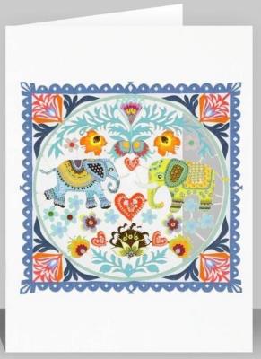 Opakowanie Karnet PM562 wycinany + koperta Folk - słonie