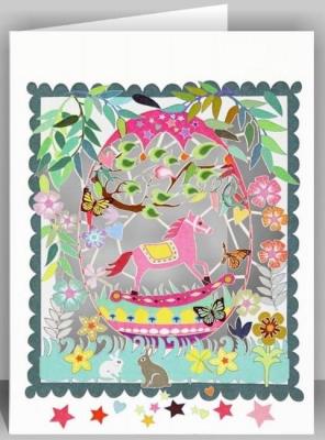 Opakowanie Karnet PM563 wycinany + koperta Konik na biegunach