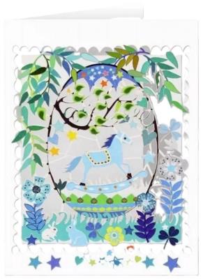 Opakowanie Karnet PM565 wycinany + koperta Konik na biegunach