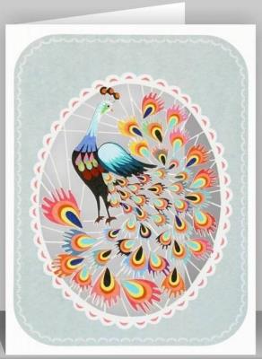 Opakowanie Karnet PM566 wycinany + koperta Pomarańczowy paw