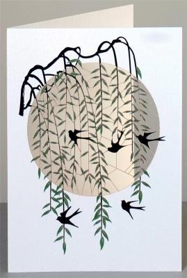 Opakowanie Karnet PM680 wycinany + koperta Jaskółki - wierzba