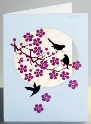 Opakowanie Karnet PM683 wycinany + koperta Czarne ptaki