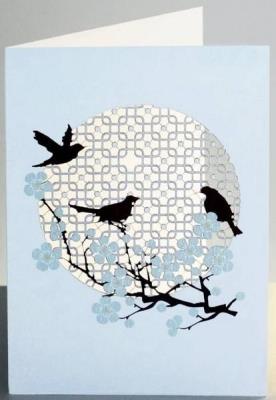 Opakowanie Karnet PM706 wycinany + koperta Ptaszki na gałęzi