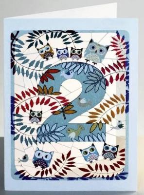 Opakowanie Karnet PM792 wycinany + koperta Urodziny 2 sowy