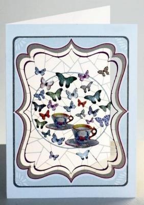 Opakowanie Karnet PM827 wycinany + koperta Filiżanki i motyle