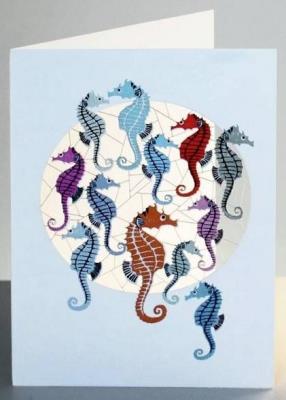 Opakowanie Karnet PM853 wycinany + koperta Konik morski