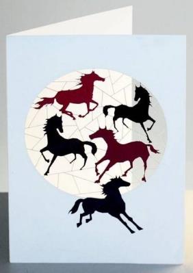 Opakowanie Karnet PM856 wycinany + koperta Konie