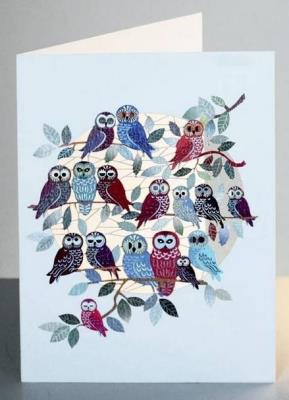 Opakowanie Karnet PM916 wycinany + koperta Duże sowy