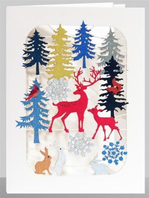 Opakowanie Karnet XP45 wycinany + koperta Święta Jelenie, las