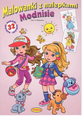MODNISIE MALOWANKI Z NALEPKAMI. Autor: GRAŻYNA MOTYLEWSKA. SmakLiter.pl Okładka książki MODNISIE MALOWANKI Z NALEPKAMI