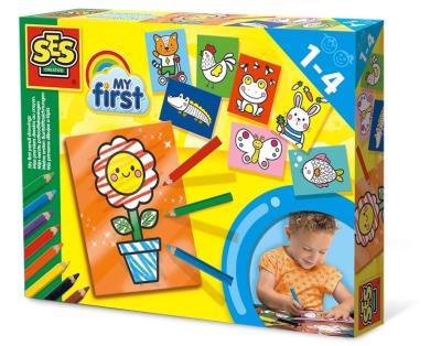 Moje pierwsze kolorowanie - obrazki i kredki. Wydawca: SES NL. SmakLiter.pl Opakowanie Moje pierwsze kolorowanie - obrazki i kredki