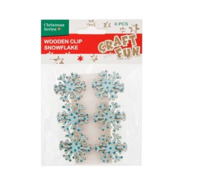 Opakowanie Ozdoba dek drewniane klamerki płatki śniegu