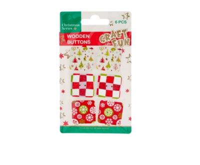Opakowanie Ozdoba dekoracyjna drewniany guzik kwadratowy 6szt