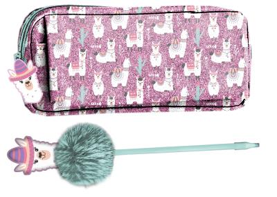 PIÓRNIK BROKATOWY + DŁUGOPIS Z POMPONEM I OZDOBĄ PASO LAMA PP19LA-3265. Wydawca: Paso. SmakLiter.pl Opakowanie PIÓRNIK BROKATOWY + DŁUGOPIS Z POMPONEM I OZDOBĄ PASO LAMA PP19LA-3265