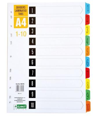Opakowanie Przekładki kartonowe 1-10 index laminowany D.RECT