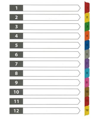 Opakowanie Przekładki kartonowe 1-12 index laminowany D.RECT