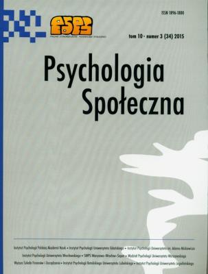 Opakowanie Psychologia społeczna Tom 10 Numer 3(34) 2015