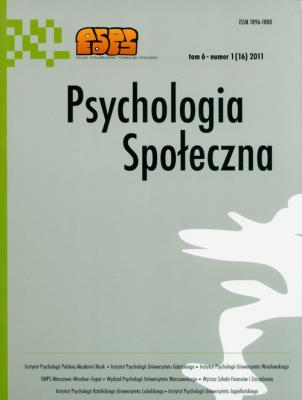 Opakowanie Psychologia społeczna Tom 6 Numer 1(16) 2011