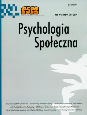 Opakowanie Psychologia społeczna Tom 9 Numer 4 (31) 2014