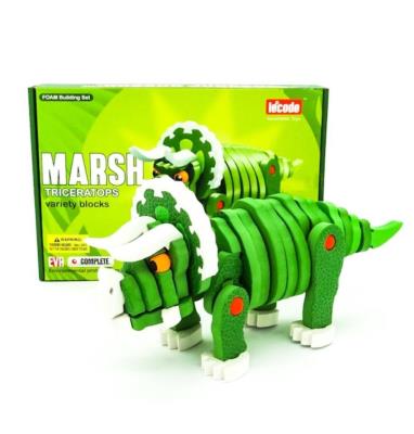 Puzzle piankowe 3D Dinozaury Triceratops. Wydawca: Pierot Wydawnictwo. SmakLiter.pl Opakowanie Puzzle piankowe 3D Dinozaury Triceratops